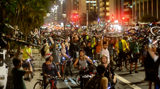 Bicicletada que aconteceu no dia 19 de março, em apoio as ciclovias de São Paulo.